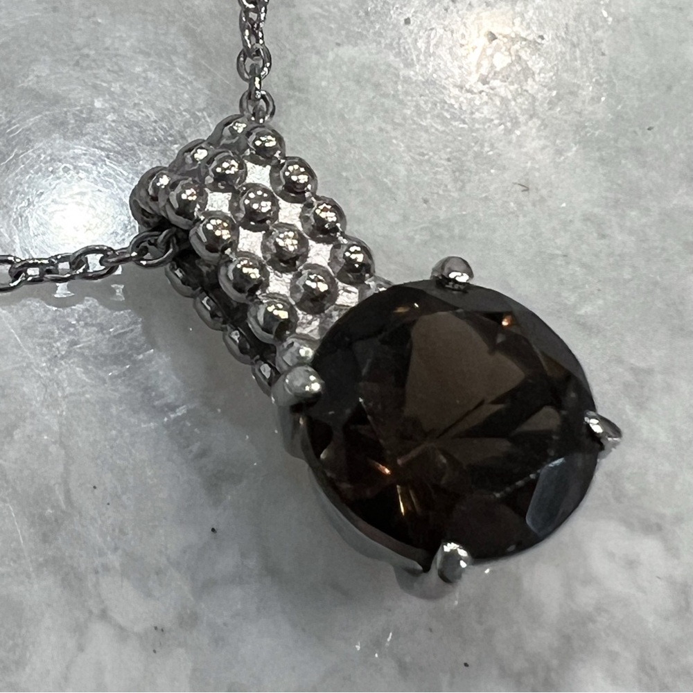 VALUE BUY Brazilian Smoky Quartz Silver Pendant 20” Necklace PRICE FIRM - Picture 8 of 13